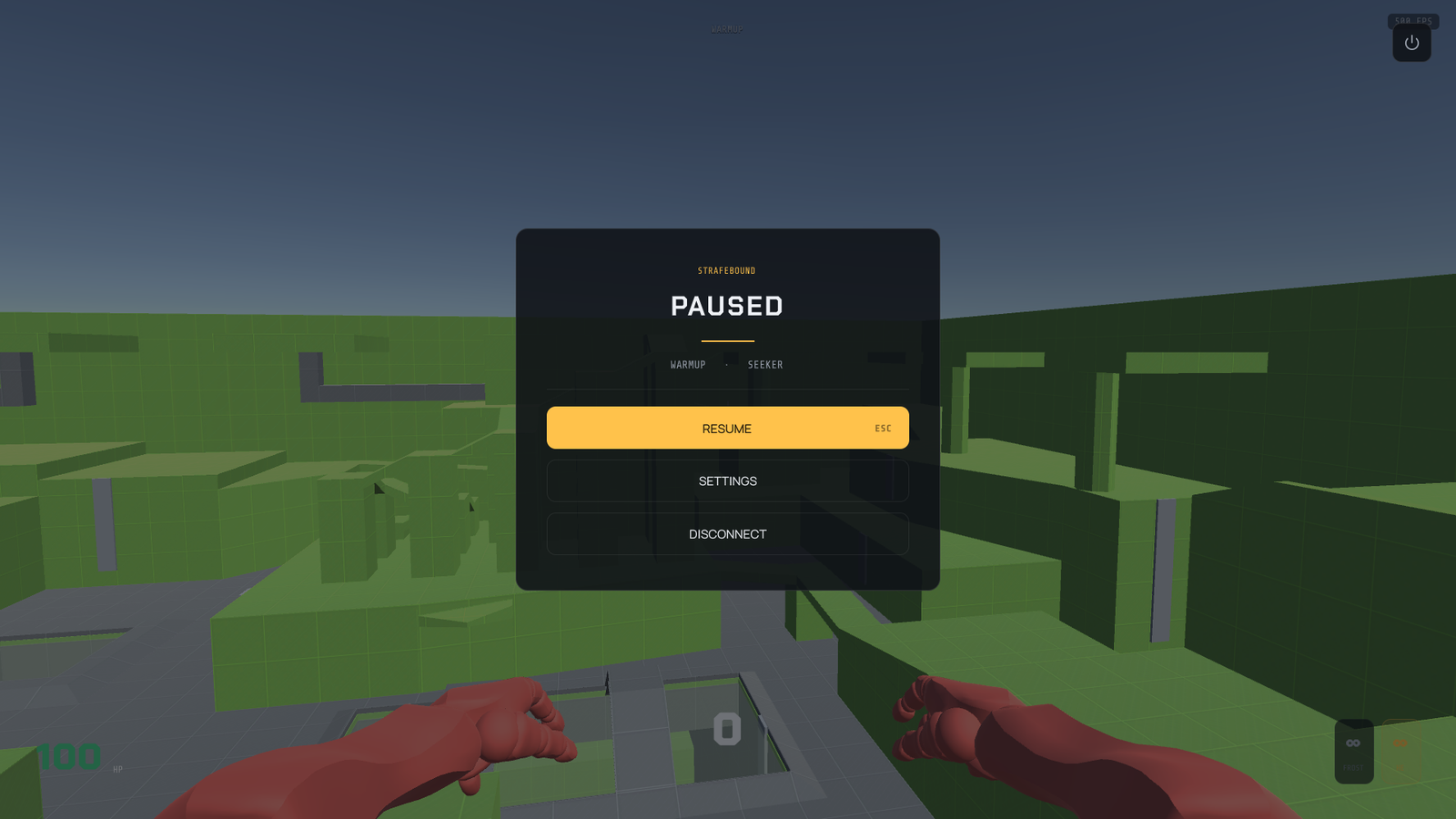 Pause menu